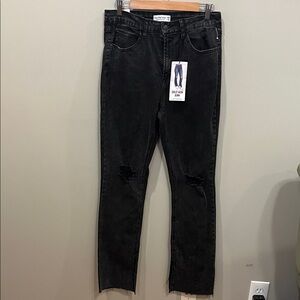 Vanilla Star Black Distressed Split Hem Jeans